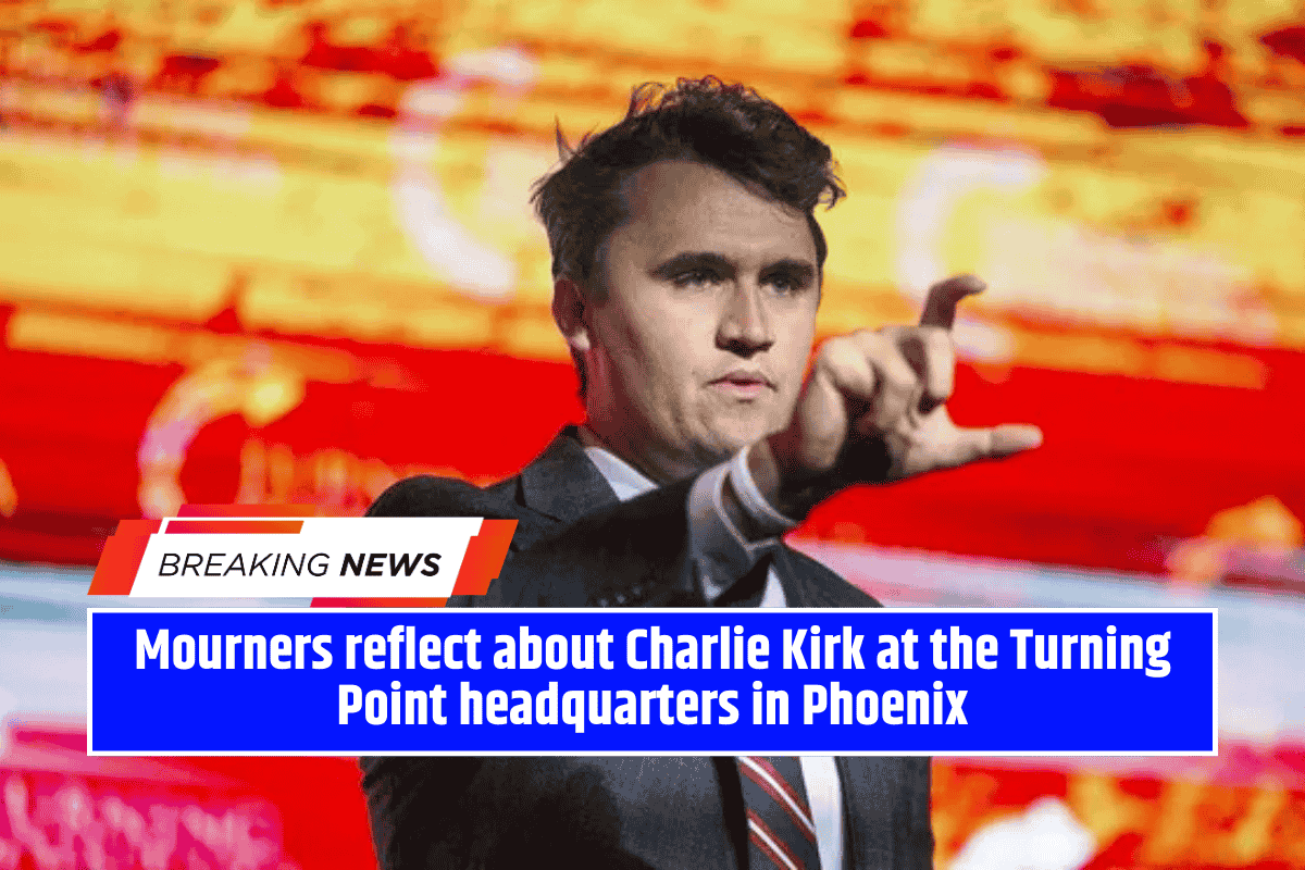 Mourners reflect about Charlie Kirk at the Turning Point headquarters in Phoenix